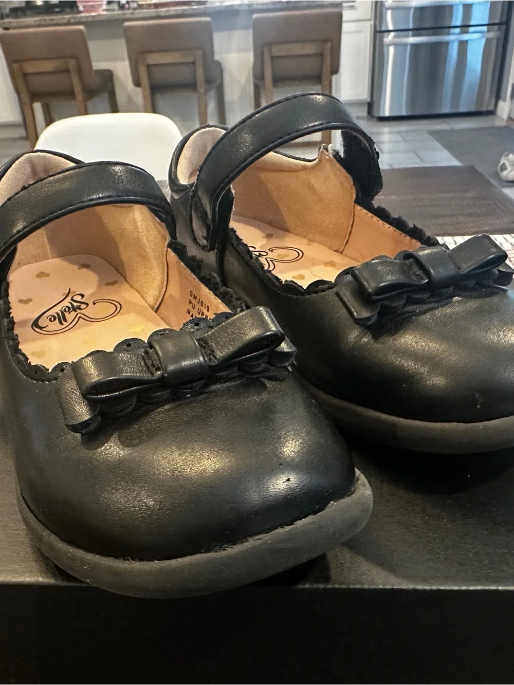 Black Girls Mary Jane Shoes with Bow Accent